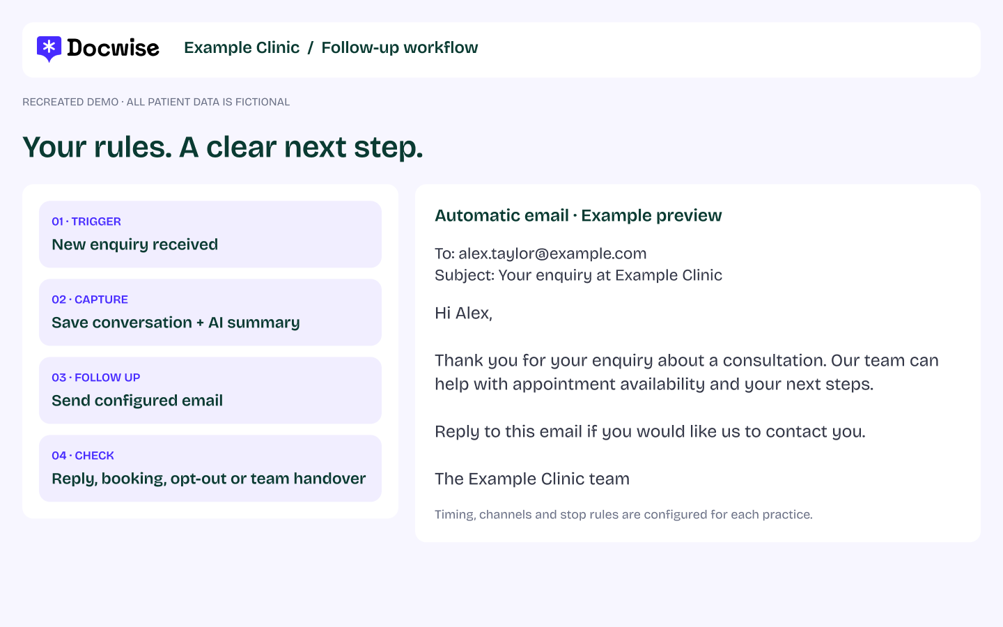 Docwise follow-ups &mdash; automation &mdash; fictional demonstration